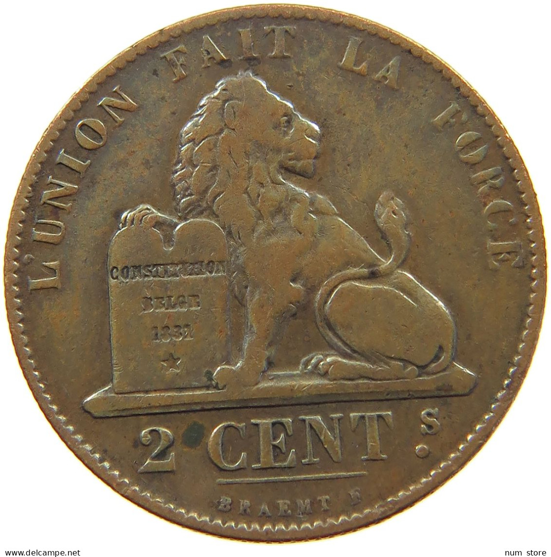 BELGIUM 2 CENTIMES 1864 #a011 0207 - 2 Cents