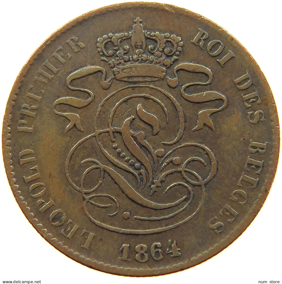 BELGIUM 2 CENTIMES 1864 #a011 0207 - 2 Cents
