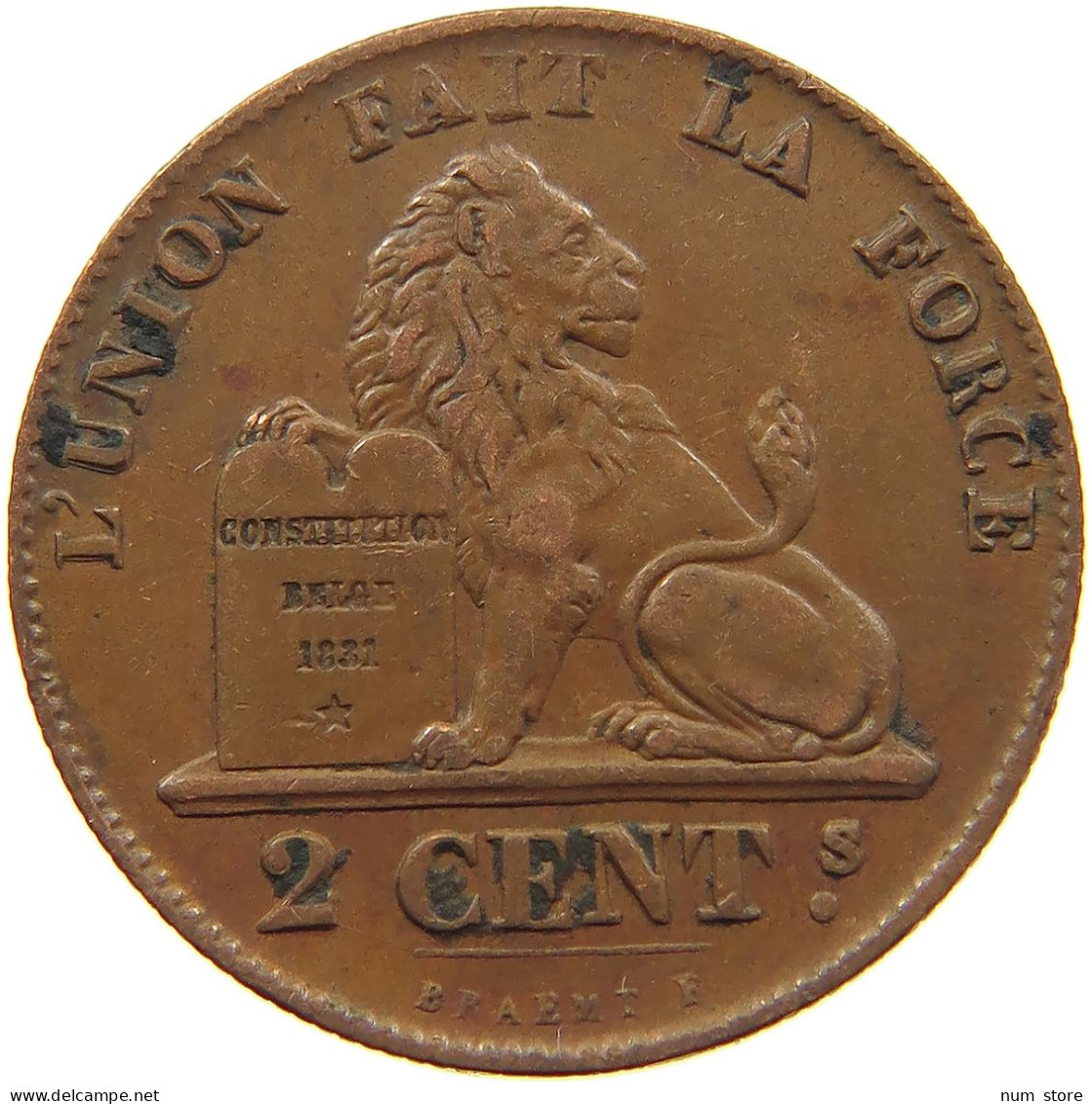 BELGIUM 2 CENTIMES 1856 #s077 0669 - 2 Cents