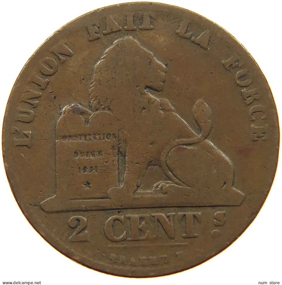 BELGIUM 2 CENTIMES 1856 #a013 0565 - 2 Centimes