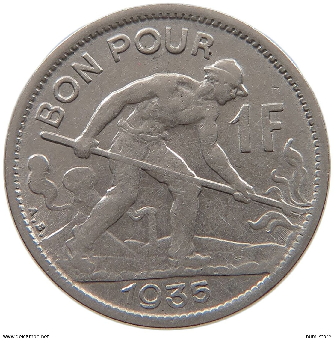 BELGIUM 1 FRANC 1935 #a061 0381 - 1 Frank