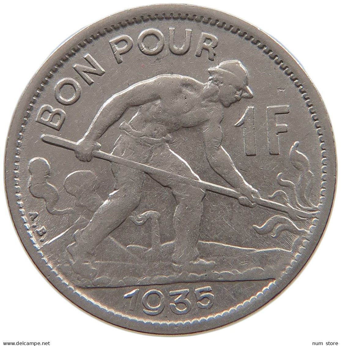 BELGIUM 1 FRANC 1935 #a061 0381 - 1 Franc