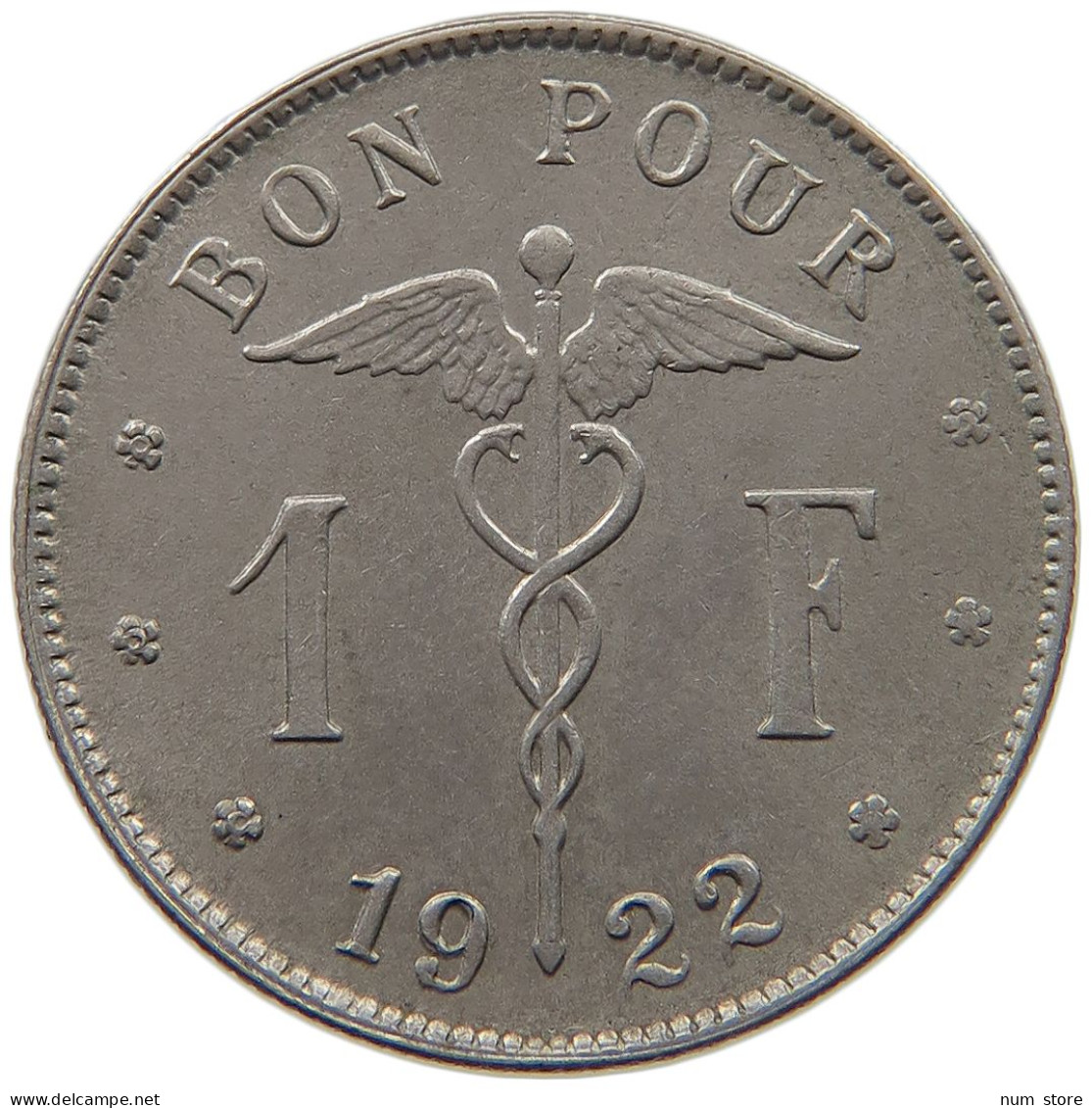 BELGIUM 1 FRANC 1922 #c011 0491 - 1 Franc