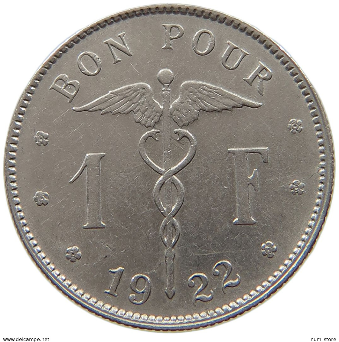 BELGIUM 1 FRANC 1922 #a043 0521 - 1 Franc