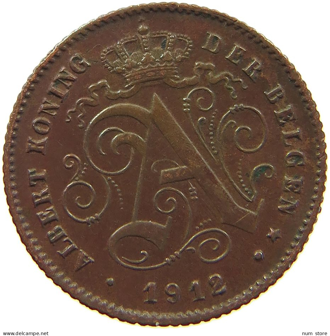 BELGIUM 1 CENTIME 1912 #s008 0199 - 1 Cent