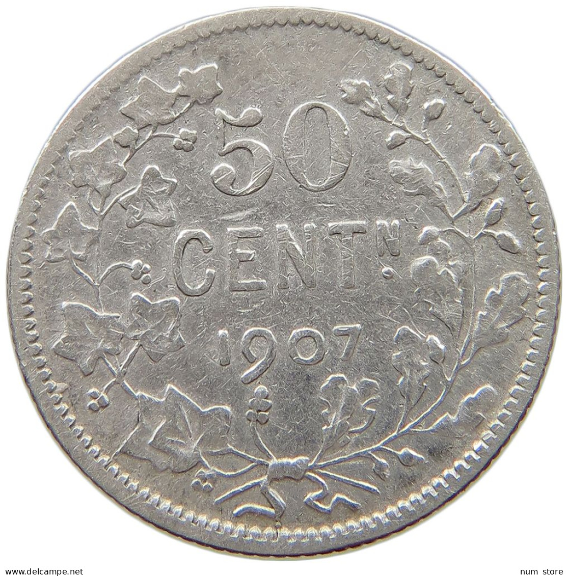 BELGIUM 50 CENTIMES 1907 #s074 0649 - 50 Cents