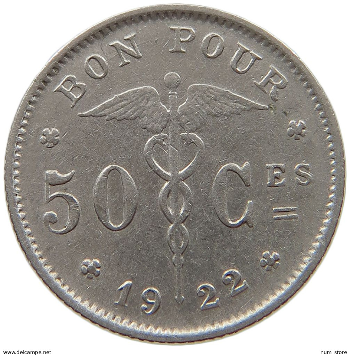 BELGIUM 50 CENTIMES 1922 #s073 0111 - 50 Cent