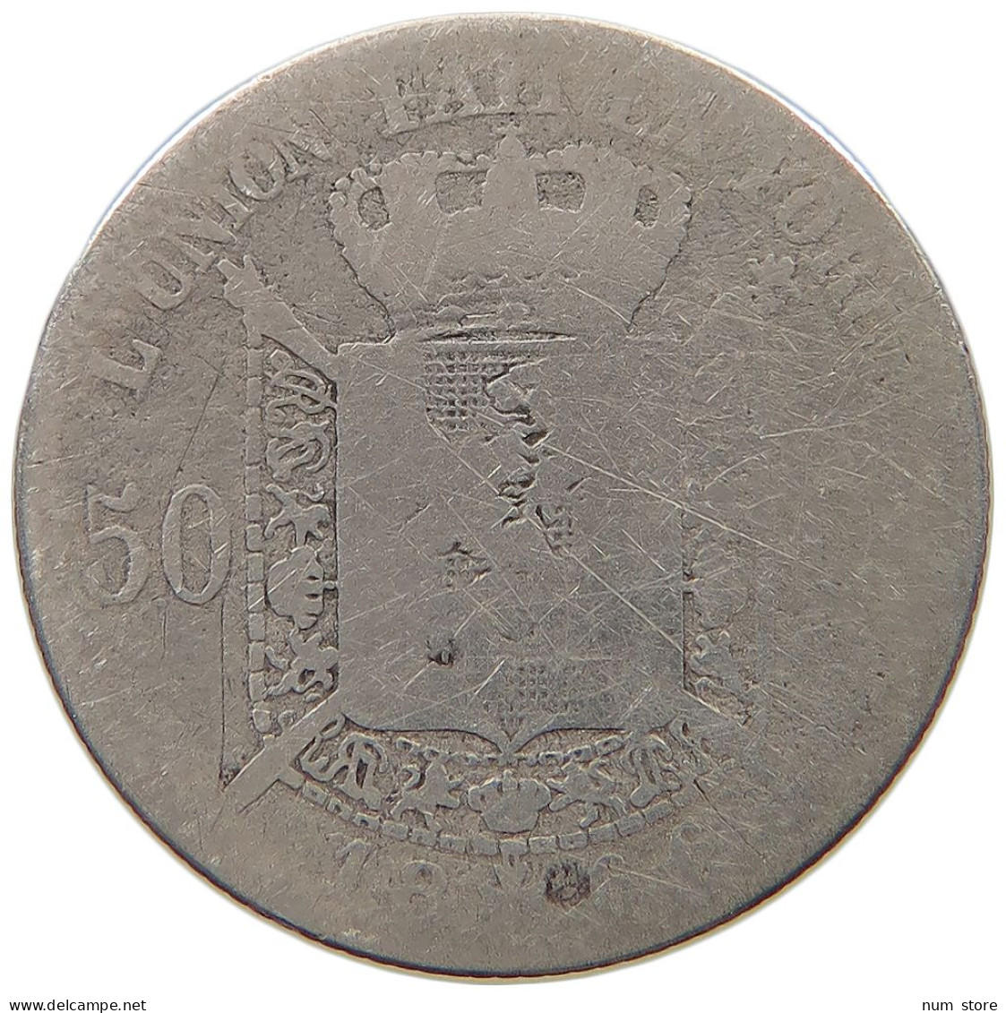 BELGIUM 50 CENTIMES 1866 #a044 0253 - 50 Cent