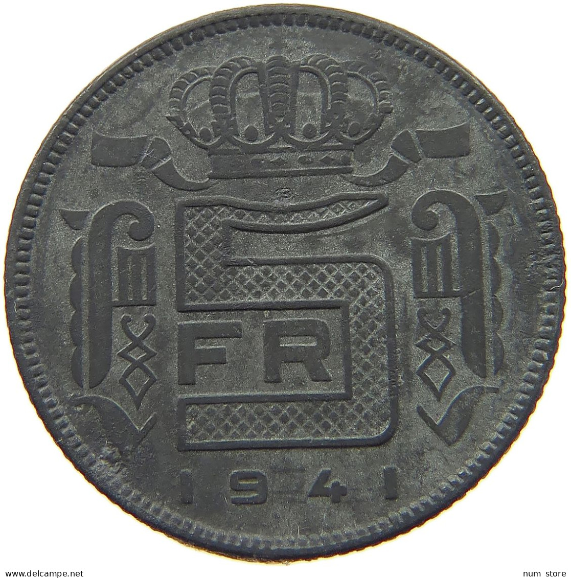 BELGIUM 5 FRANCS 1941 #s074 0759 - 5 Francs