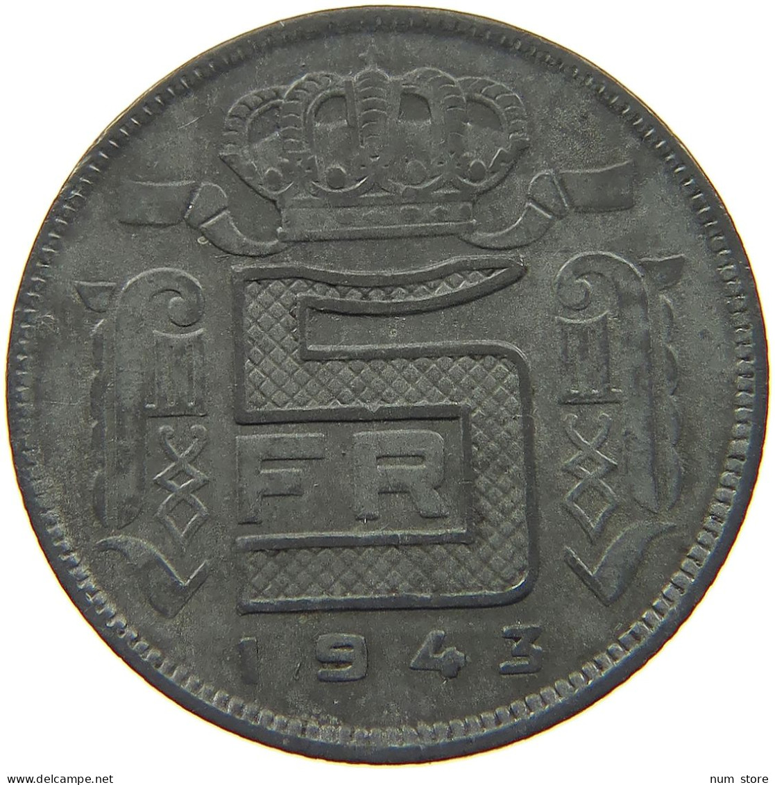 BELGIUM 5 FRANCS 1943 #c084 0955 - 5 Francs
