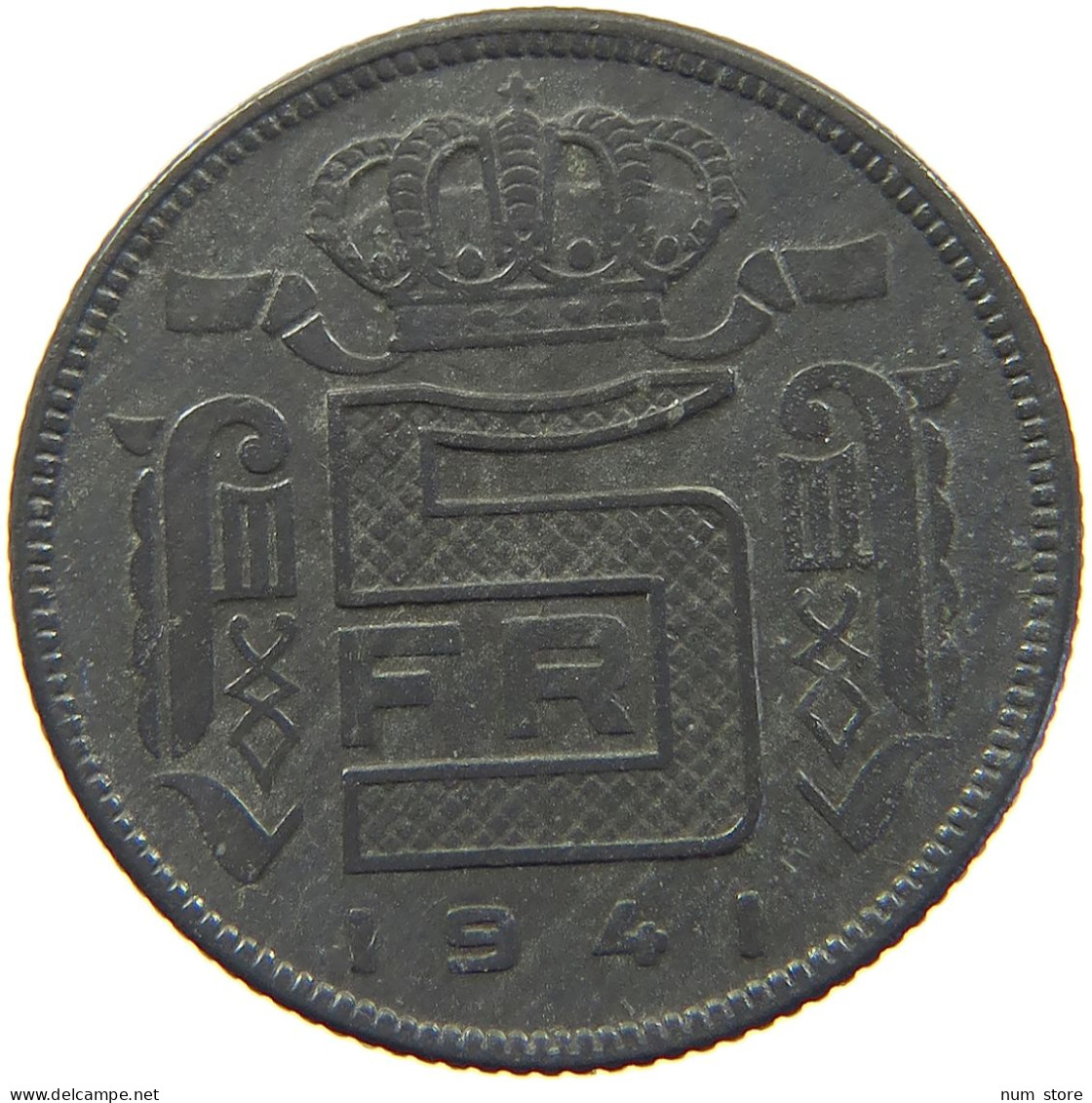 BELGIUM 5 FRANCS 1941 #s023 0089 - 5 Francs