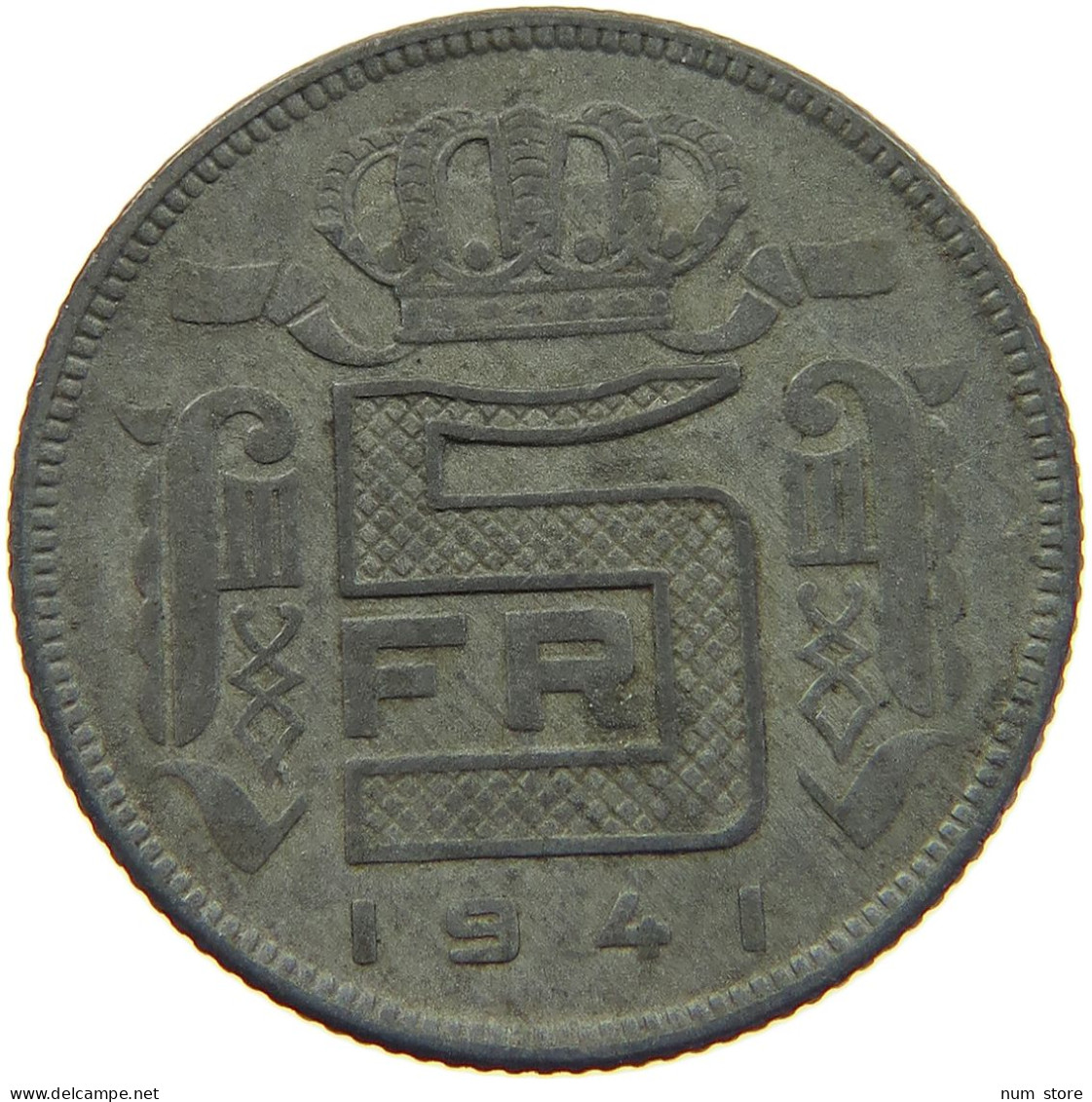 BELGIUM 5 FRANCS 1941 #c067 0055 - 5 Francs