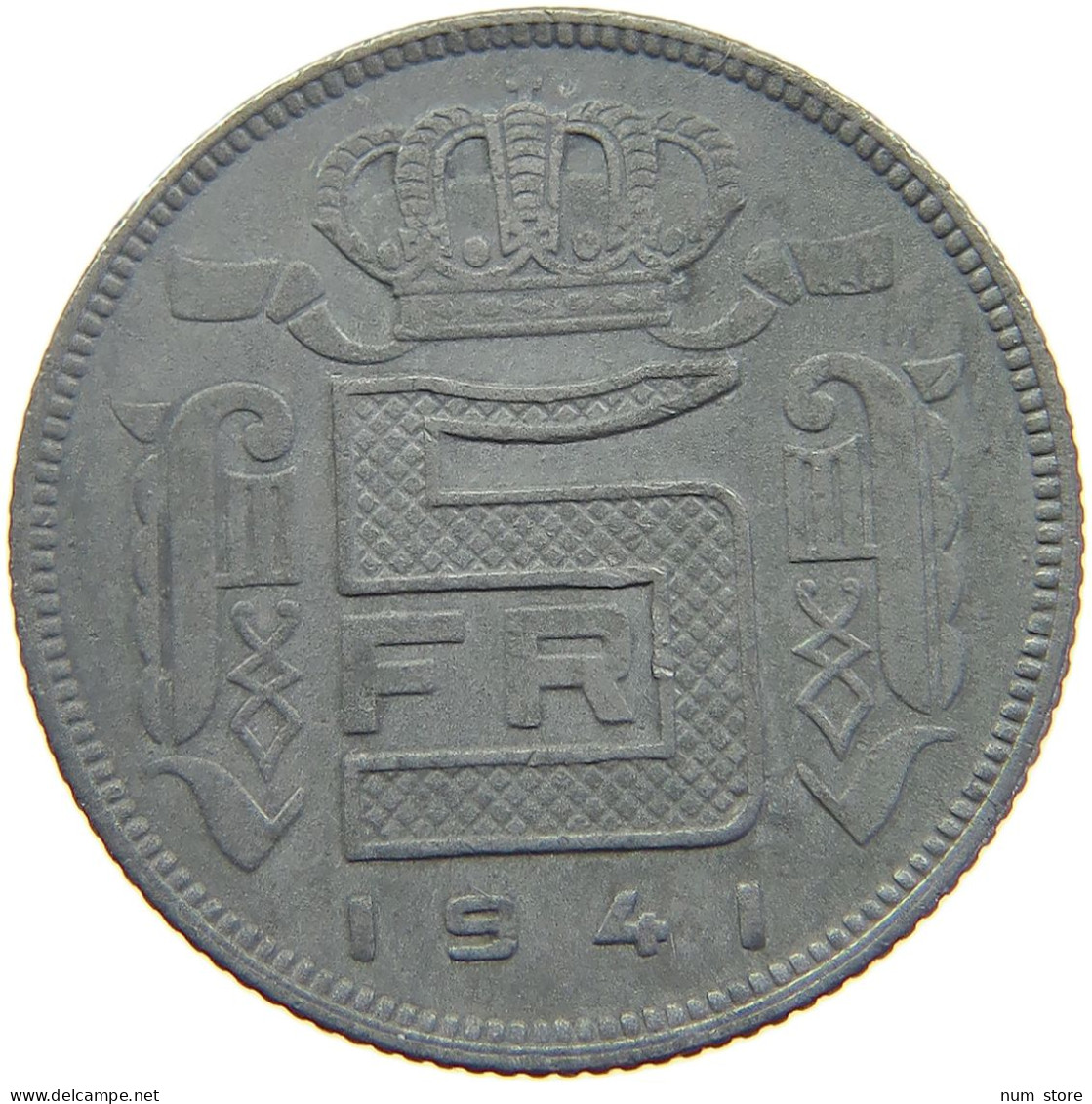BELGIUM 5 FRANCS 1941 #a074 0427 - 5 Francs