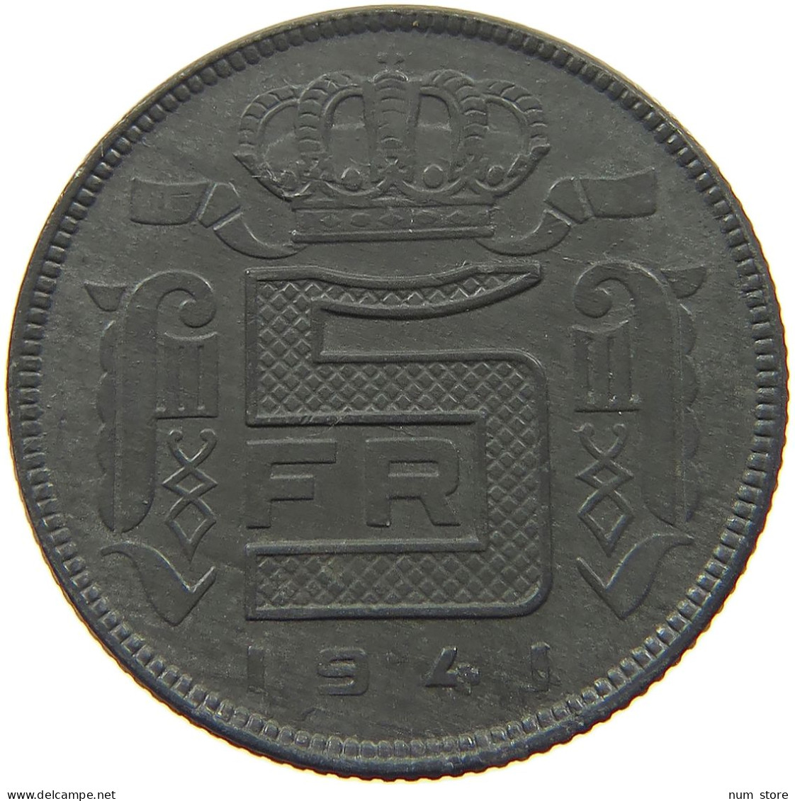 BELGIUM 5 FRANCS 1941 #a006 0129 - 5 Francs