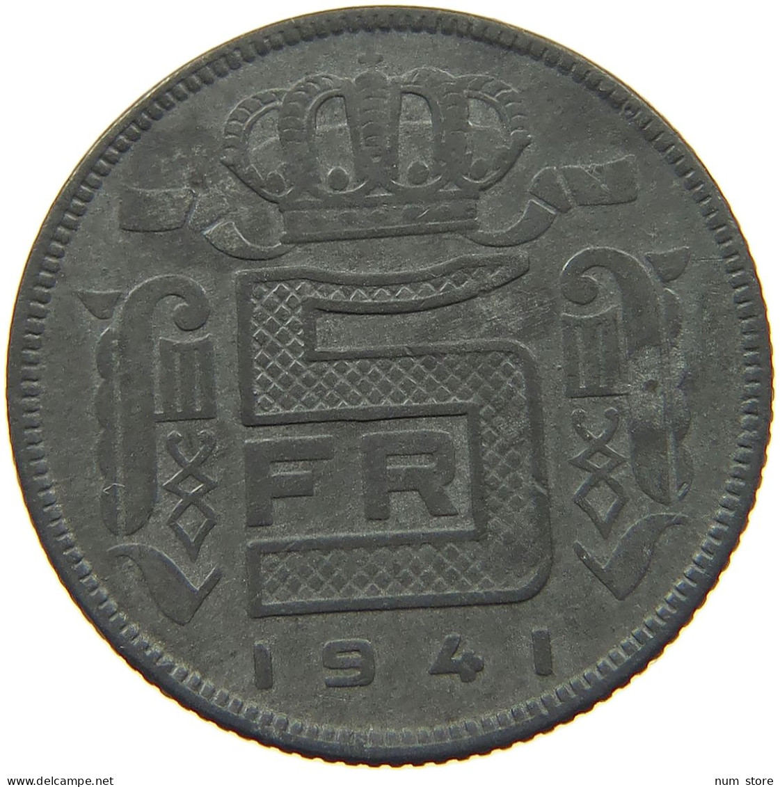 BELGIUM 5 FRANCS 1941 #a006 0127 - 5 Francs