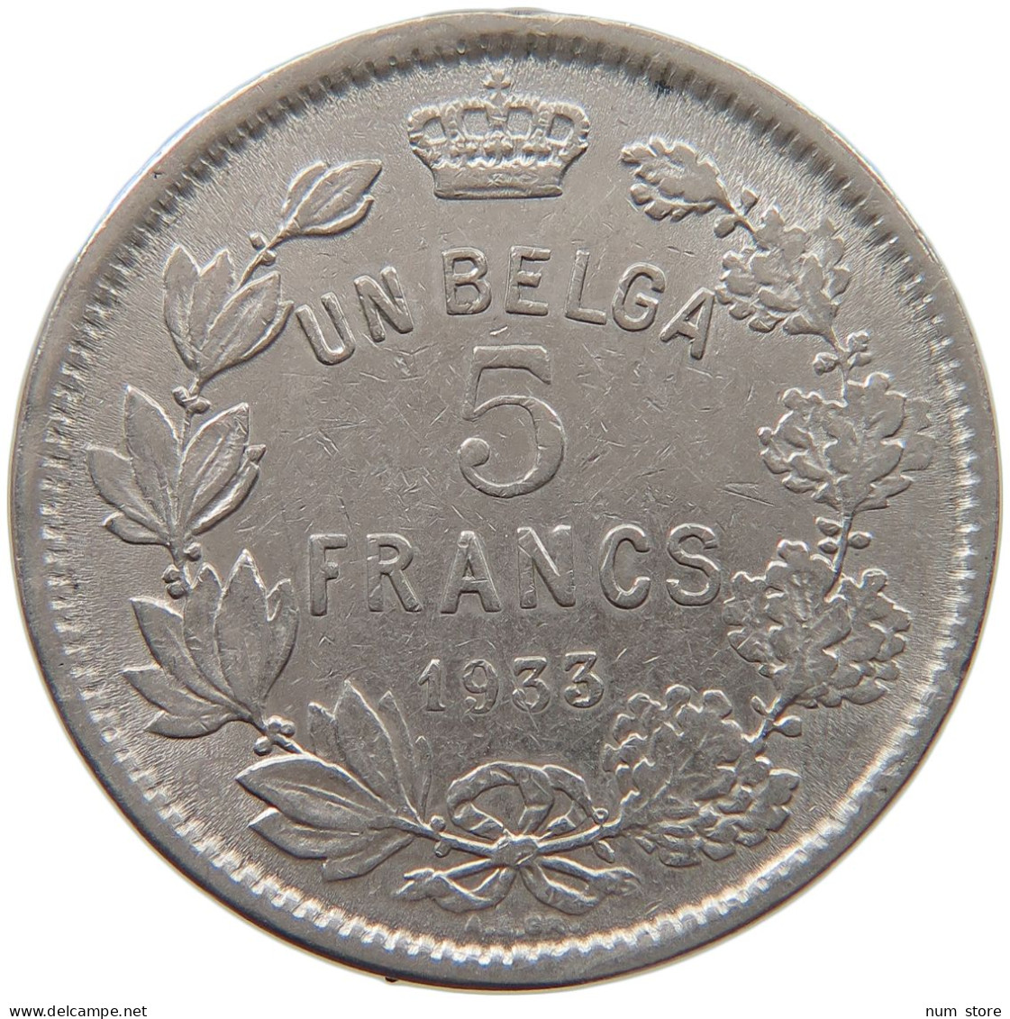 BELGIUM 5 FRANCS 1933 #c035 0185 - 5 Francs & 1 Belga