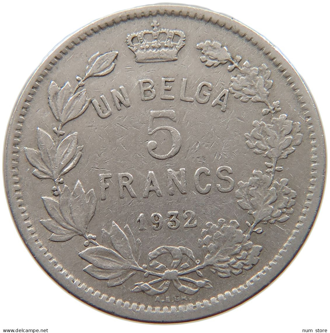 BELGIUM 5 FRANCS 1932 #c062 0299 - 5 Frank & 1 Belga