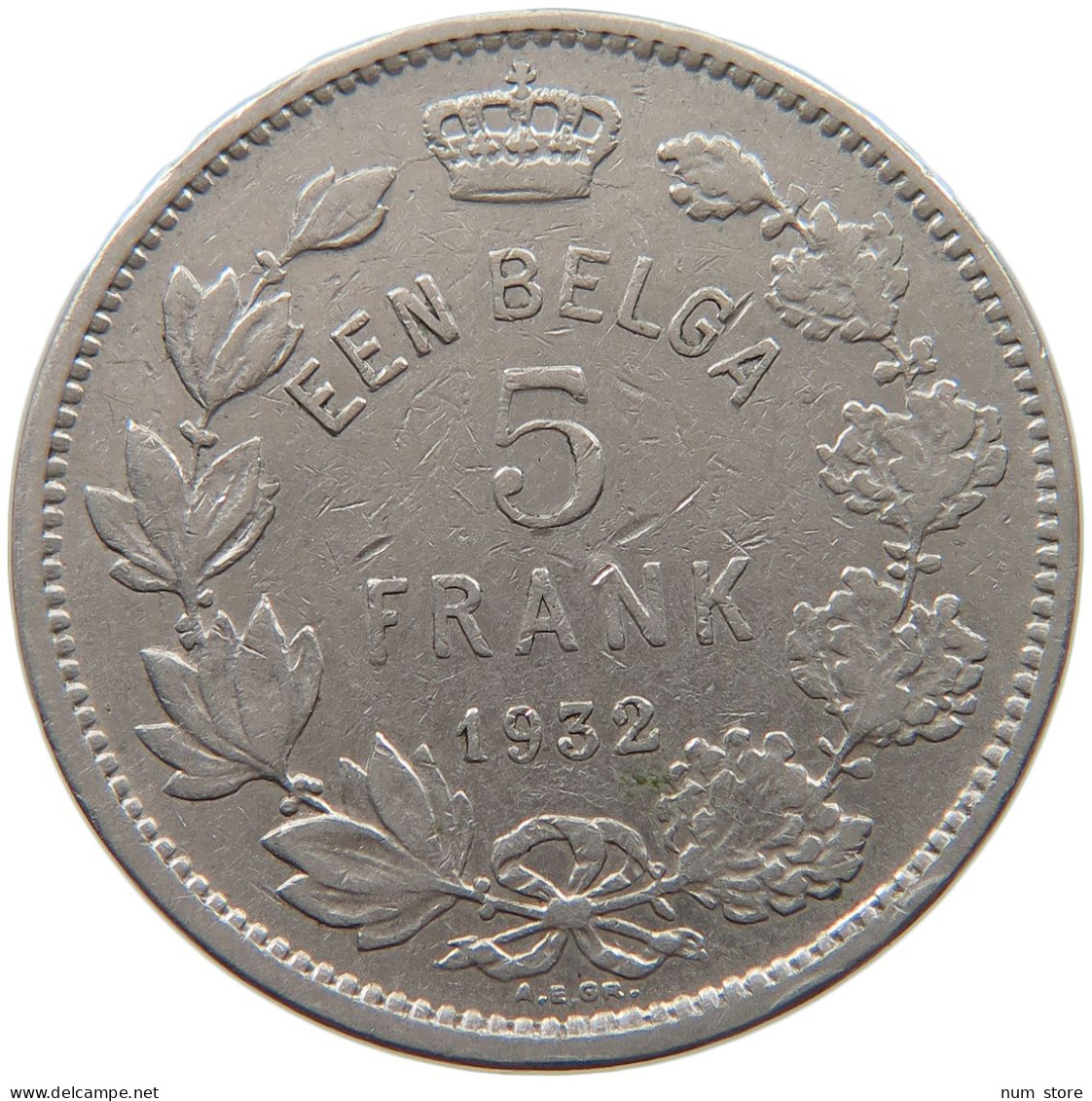 BELGIUM 5 FRANCS 1932 #c035 0187 - 5 Francs & 1 Belga