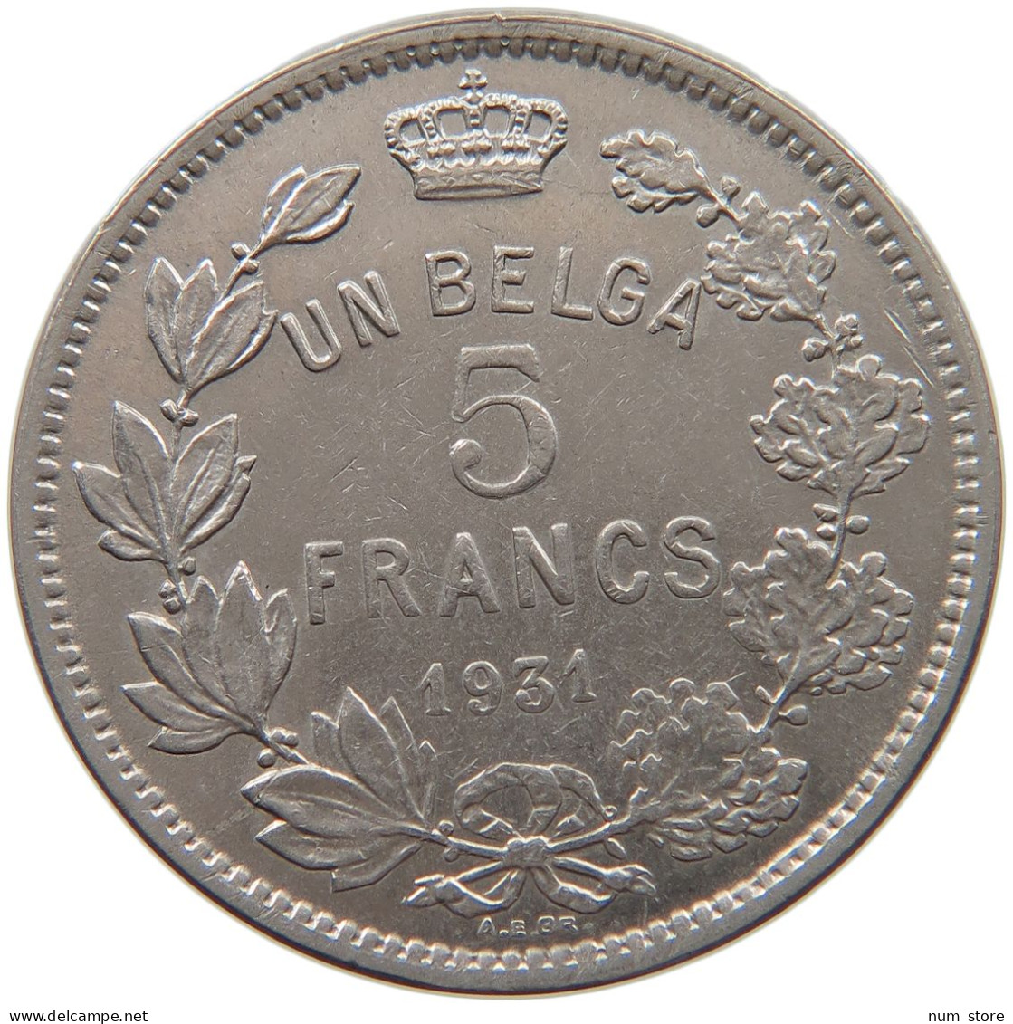 BELGIUM 5 FRANCS 1931 TOP #c035 0191 - 5 Francs & 1 Belga