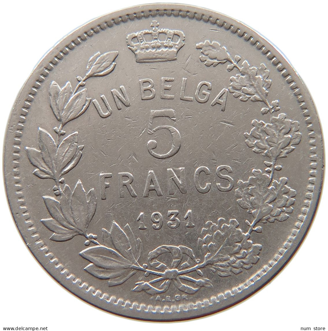 BELGIUM 5 FRANCS 1931 #c062 0269 - 5 Frank & 1 Belga
