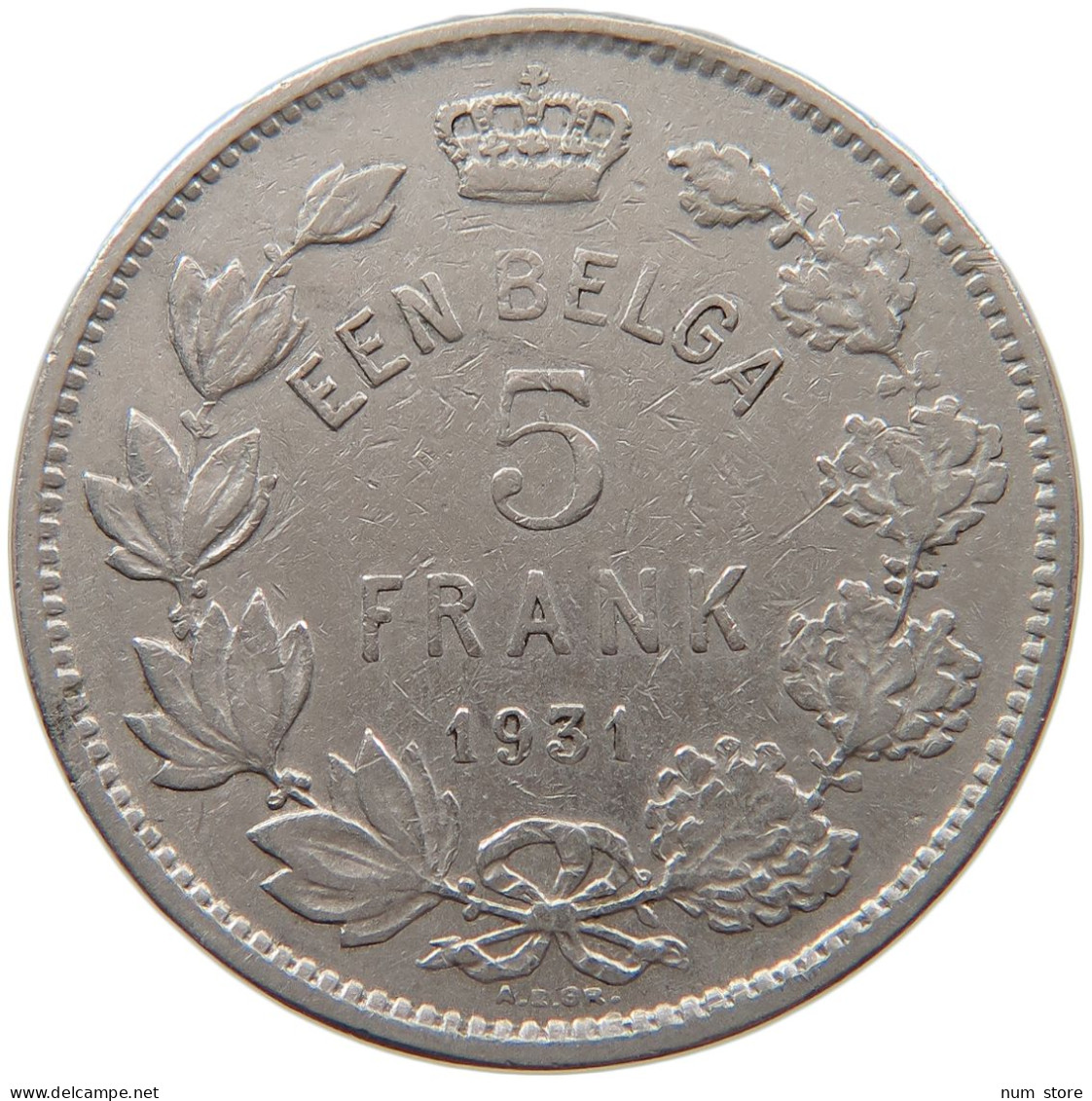 BELGIUM 5 FRANCS 1931 #s019 0067 - 5 Francs & 1 Belga