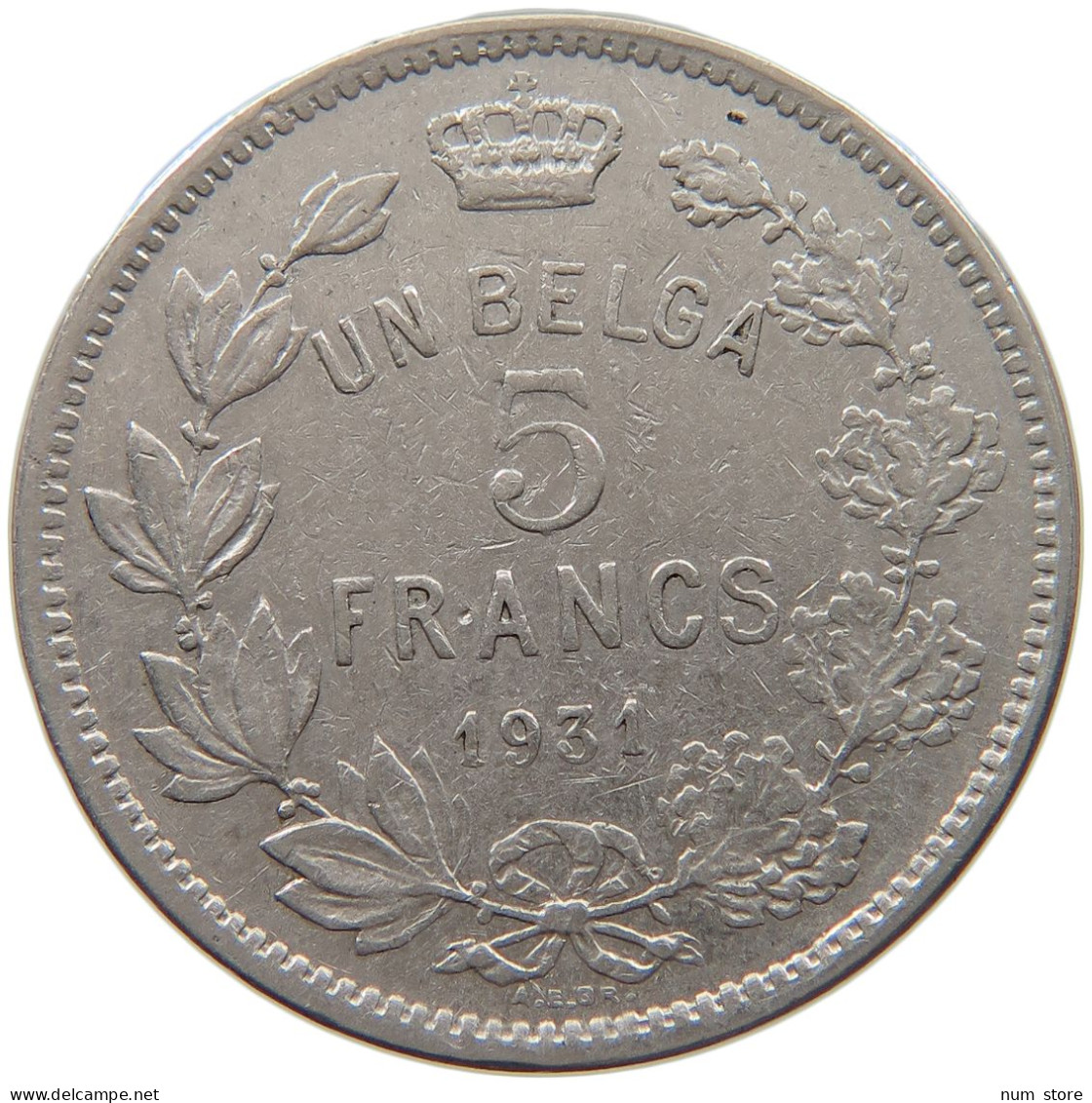 BELGIUM 5 FRANCS 1931 #c035 0189 - 5 Francs & 1 Belga