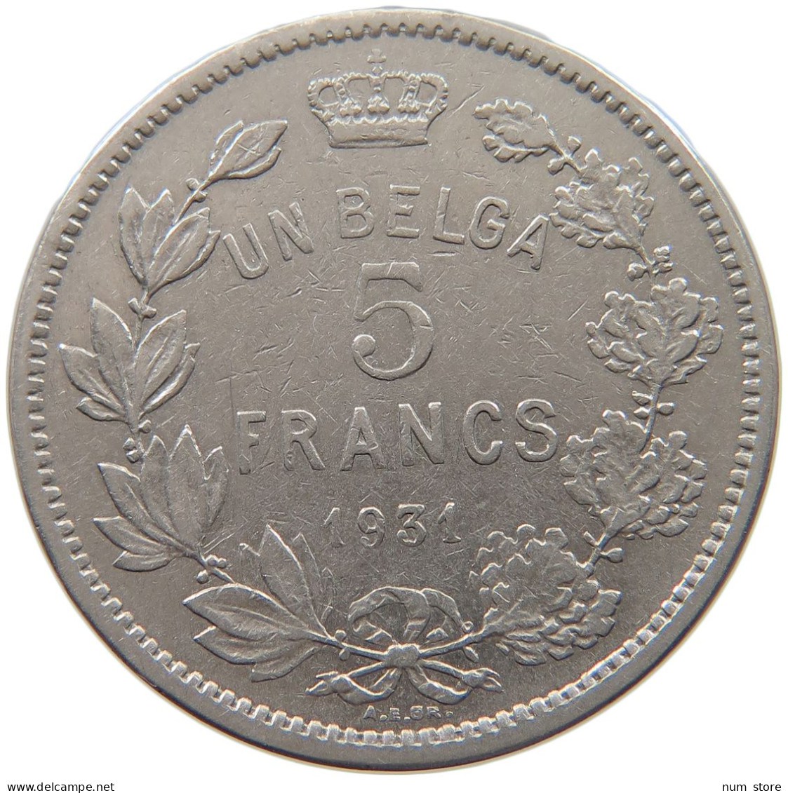 BELGIUM 5 FRANCS 1931 #c019 0685 - 5 Frank & 1 Belga