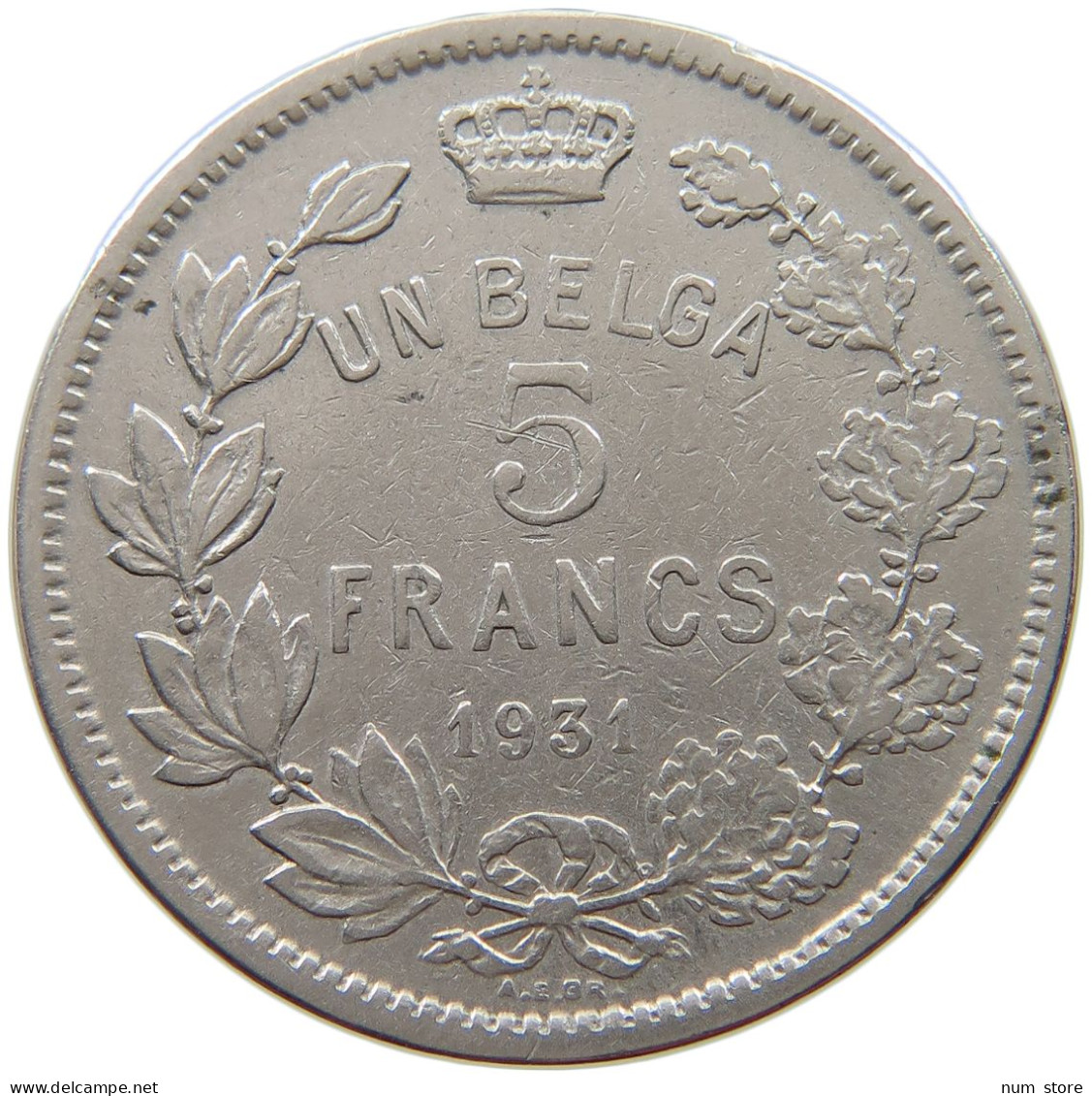 BELGIUM 5 FRANCS 1931 #a013 0791 - 5 Frank & 1 Belga