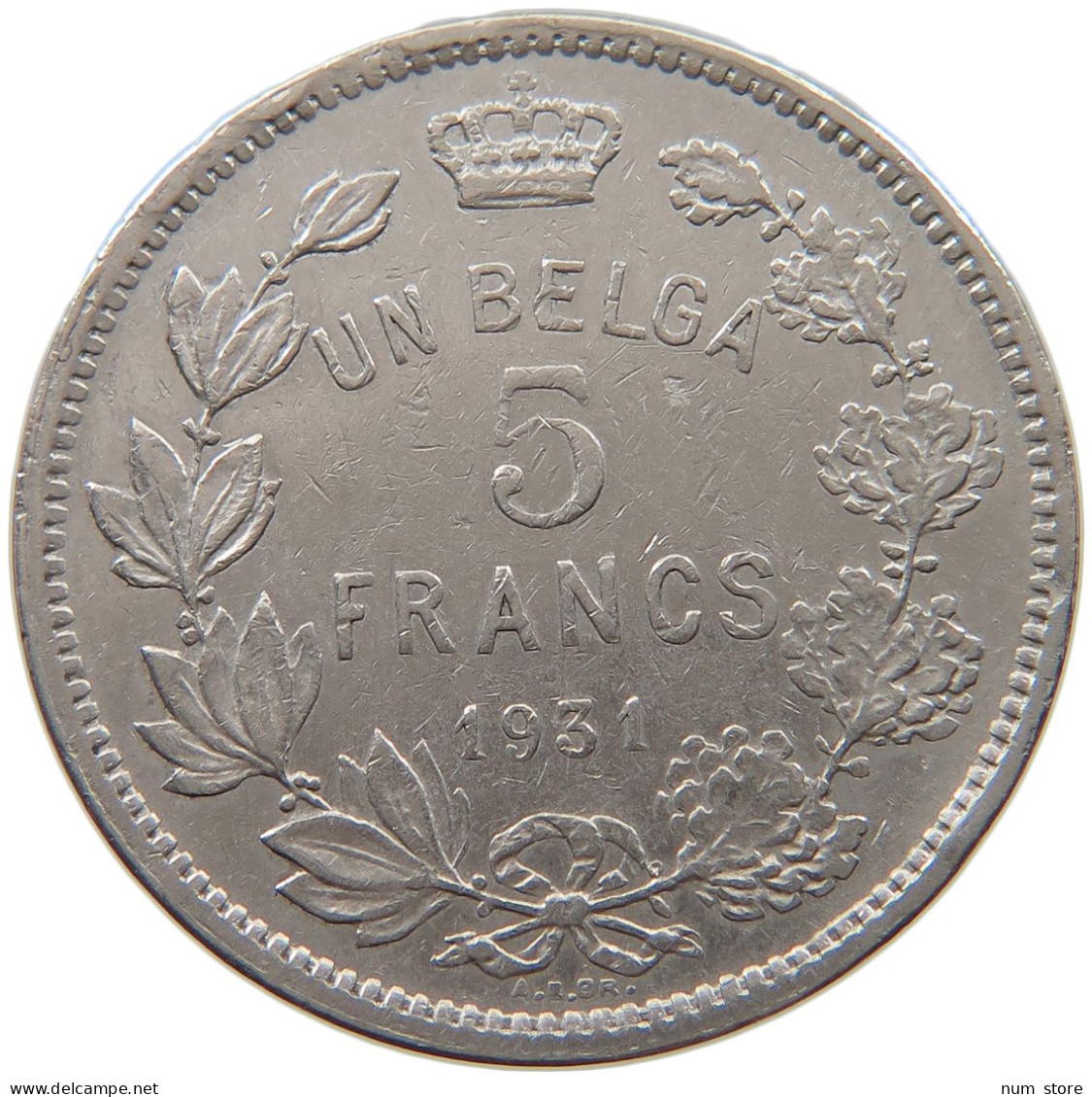 BELGIUM 5 FRANCS 1931 #a055 0891 - 5 Frank & 1 Belga