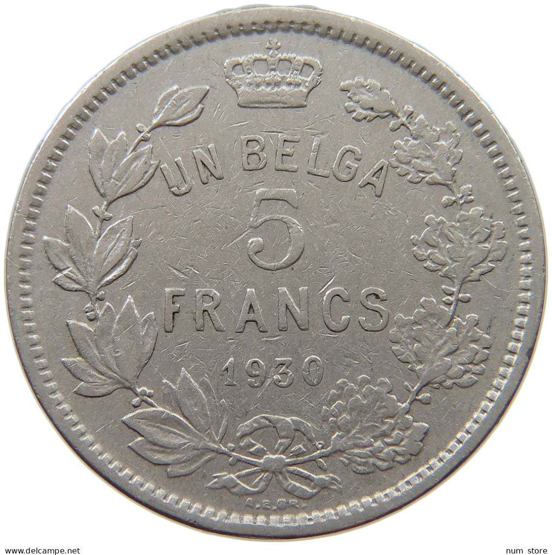 BELGIUM 5 FRANCS 1930 #s072 0347 - 5 Frank & 1 Belga