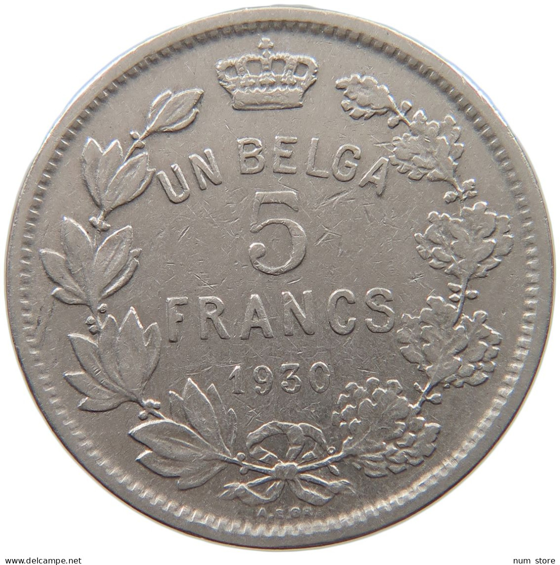 BELGIUM 5 FRANCS 1930 #c019 0689 - 5 Frank & 1 Belga