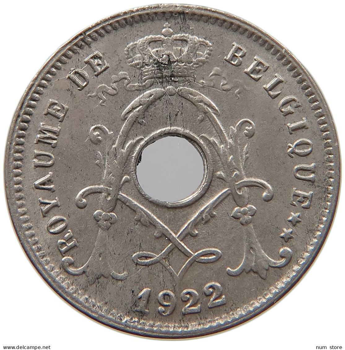 BELGIUM 5 CENTIMES 1922 TOP #s022 0089 - 5 Cents