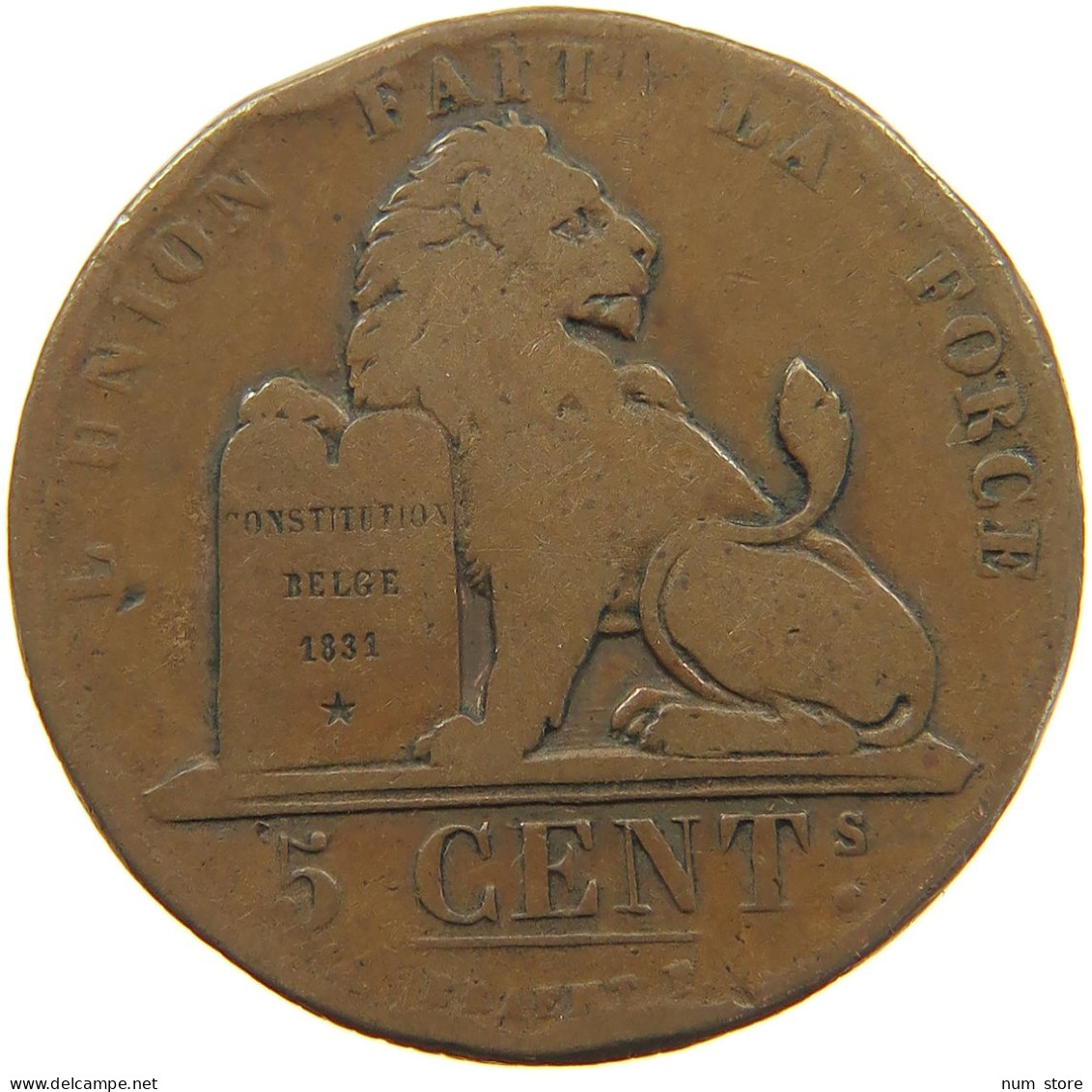 BELGIUM 5 CENTIMES 1833 #a041 0465 - 5 Cents