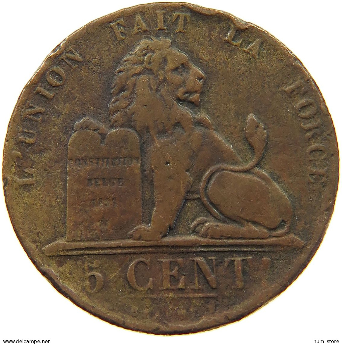 BELGIUM 5 CENTIMES 1850 #a007 0313 - 5 Cent