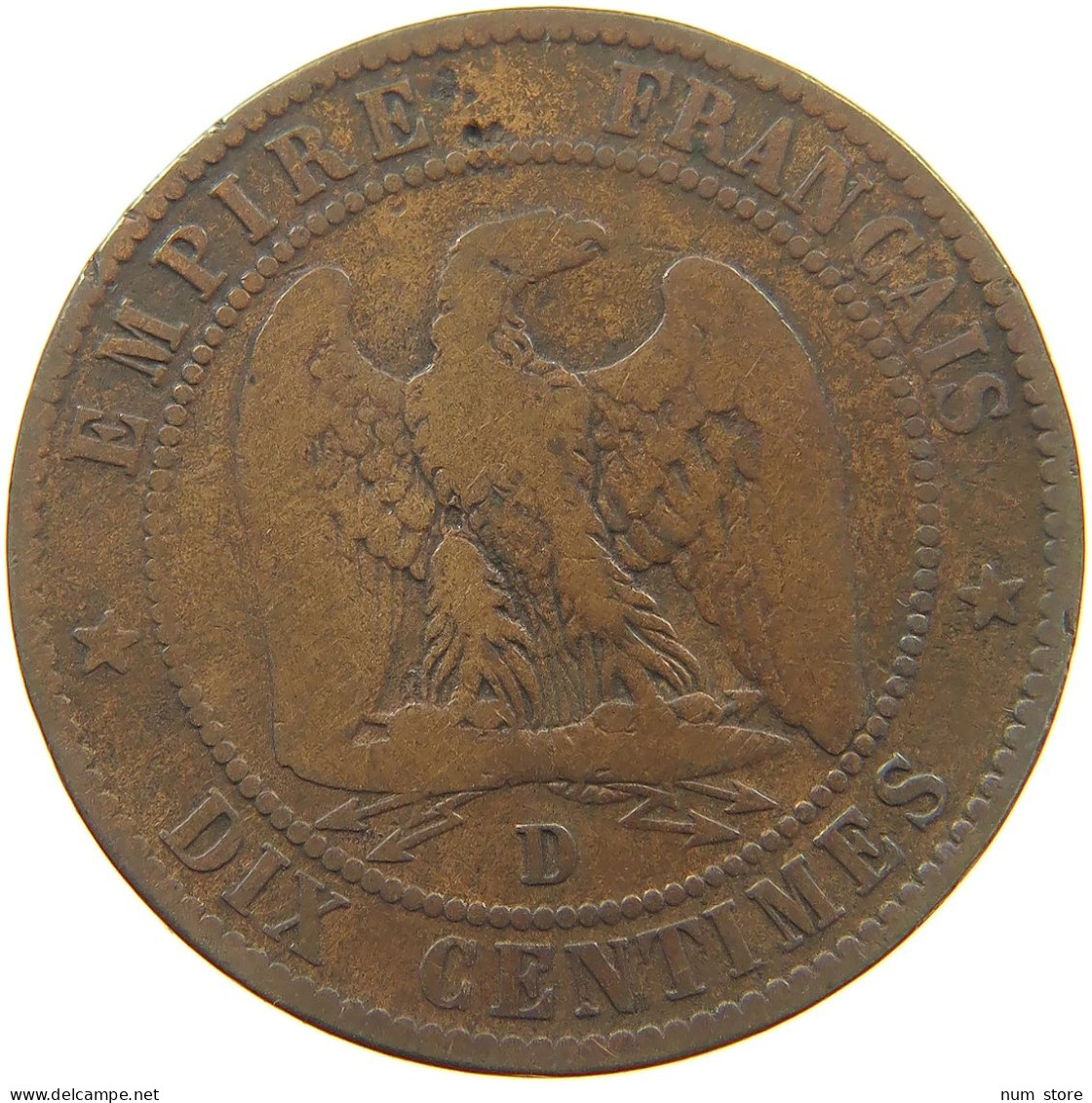 FRANCE 10 CENTIMES 1853 D #a041 0355 - 10 Centimes