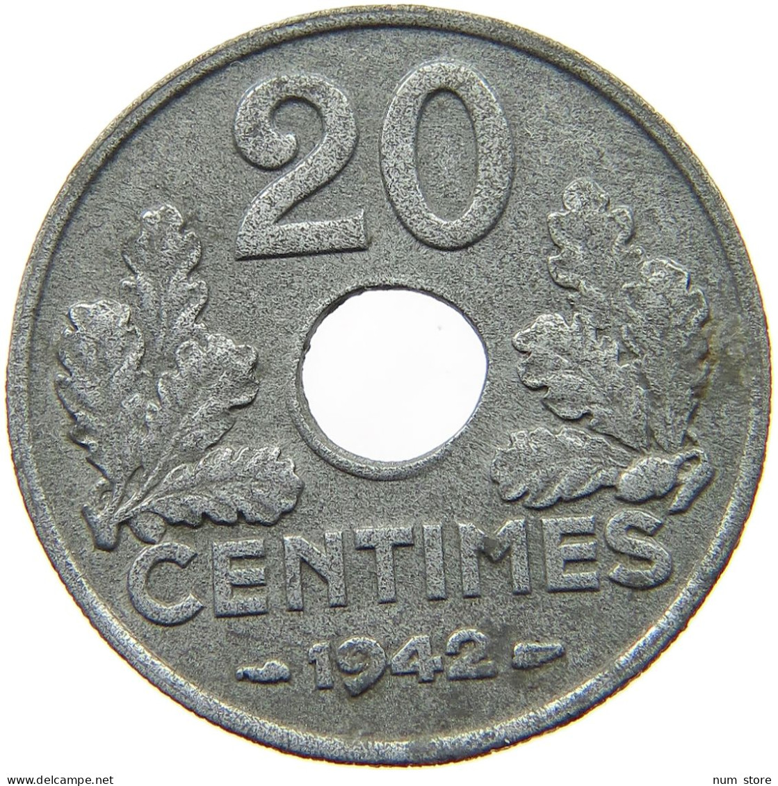 FRANCE 20 CENTIMES 1942 #s042 0283 - 20 Centimes