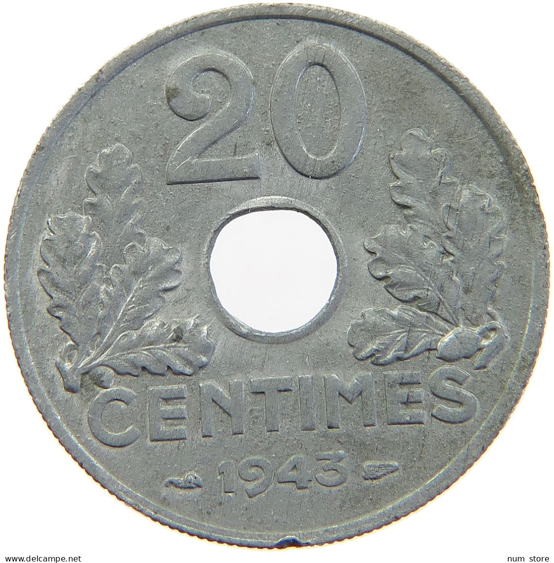 FRANCE 20 CENTIMES 1943 #s016 0111 - 20 Centimes