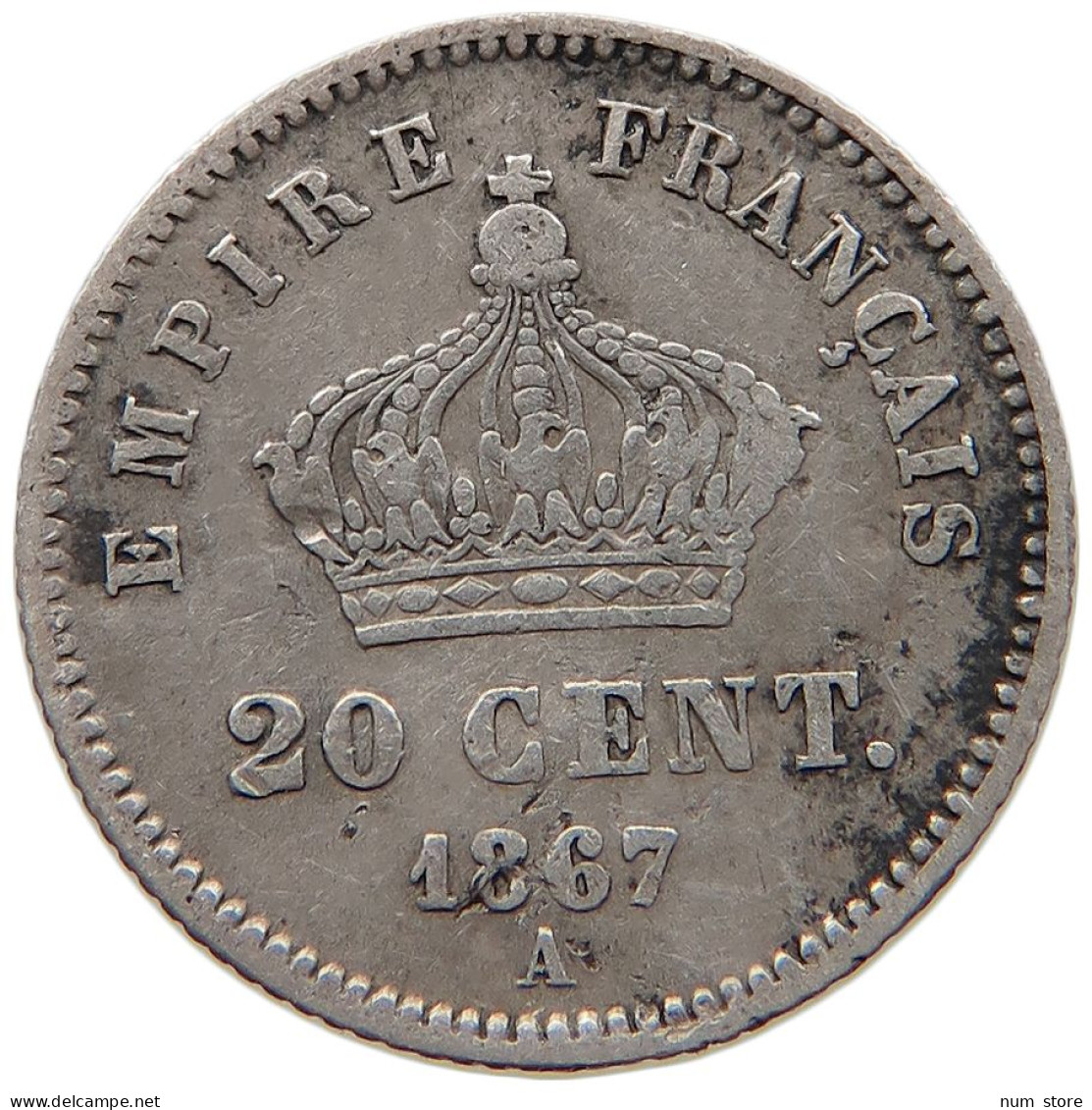 FRANCE 20 CENTIMES 1867 A #s017 0143 - 20 Centimes