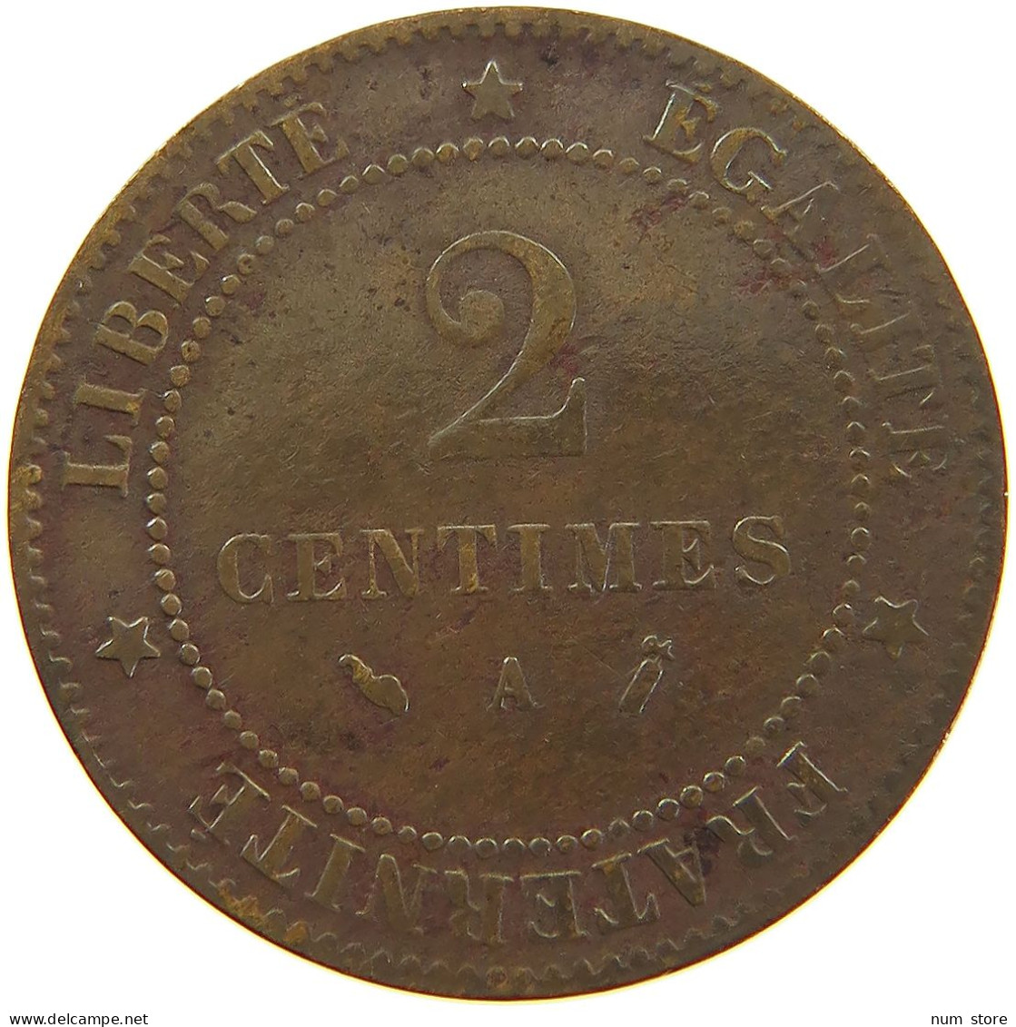 FRANCE 2 CENTIMES 1889 A #a059 0147 - 2 Centimes