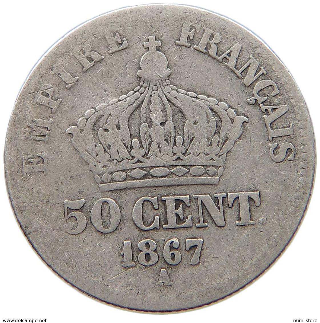 FRANCE 50 CENTIMES 1867 A #s049 0567 - 50 Centimes