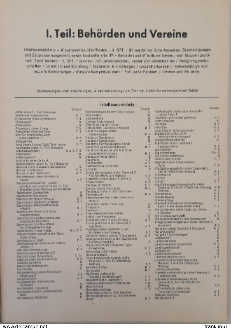 Adreßbuch Der Stadt Weiden I. D. Opf. 1972. - Lexiques