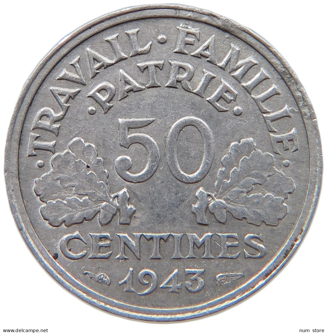 FRANCE 50 CENTIMES 1943 #s023 0183 - 50 Centimes
