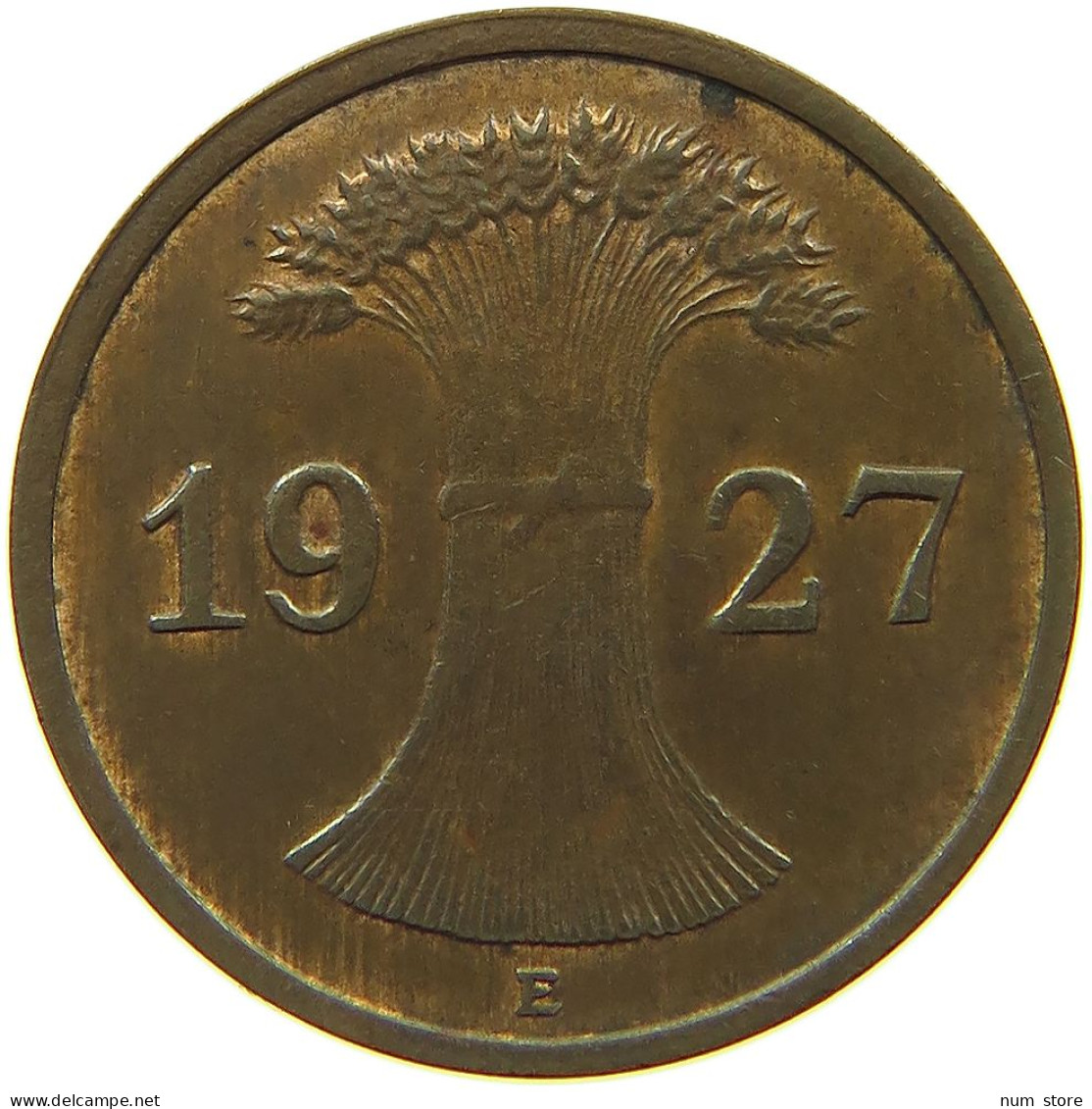 GERMANY WEIMAR 1 PFENNIG 1927 E #a085 1033 - 1 Renten- & 1 Reichspfennig