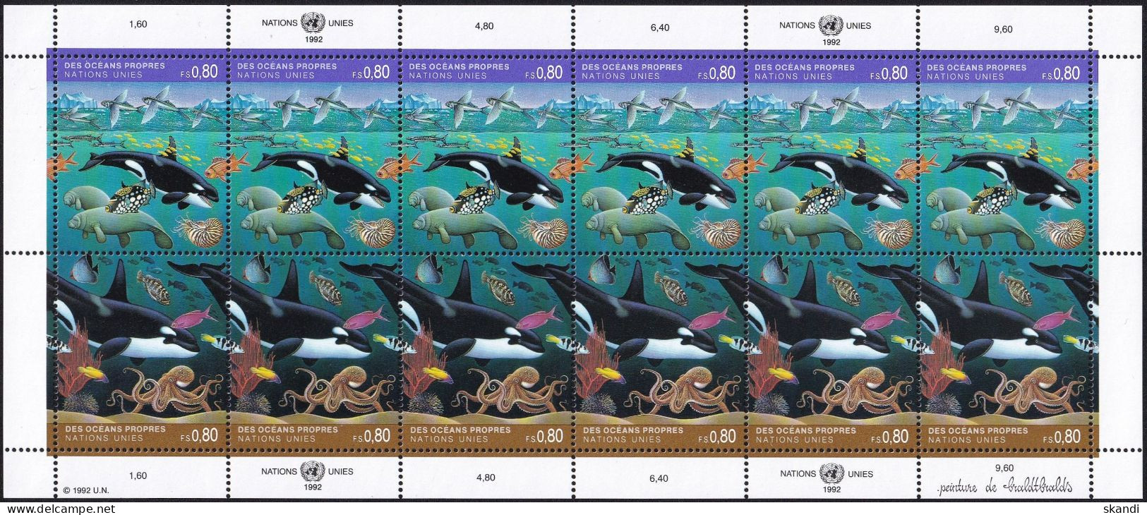 UNO GENF 1992 Mi-Nr. 213/14 Kleinbogen ** MNH - Blocs-feuillets