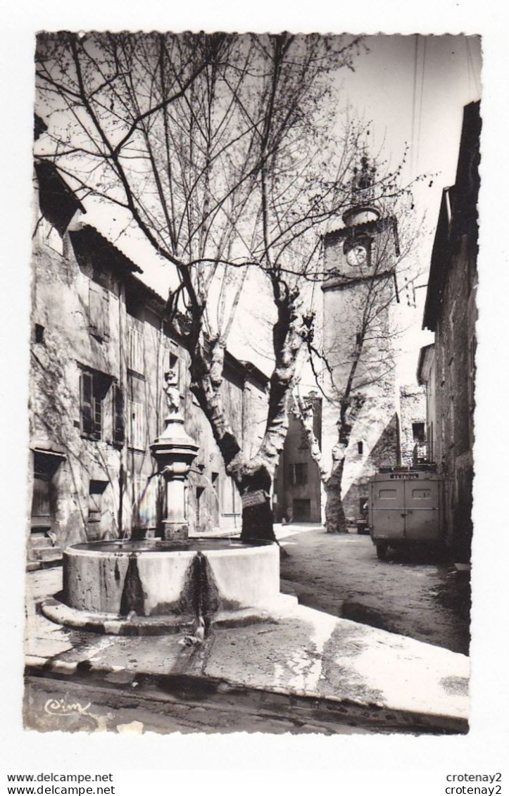 83 LA ROQUEBRUSSANNE N°31 Place De La Fontaine Et L'Horloge Camion Et Voiture Auto Ancienne VOIR DOS - La Roquebrussanne