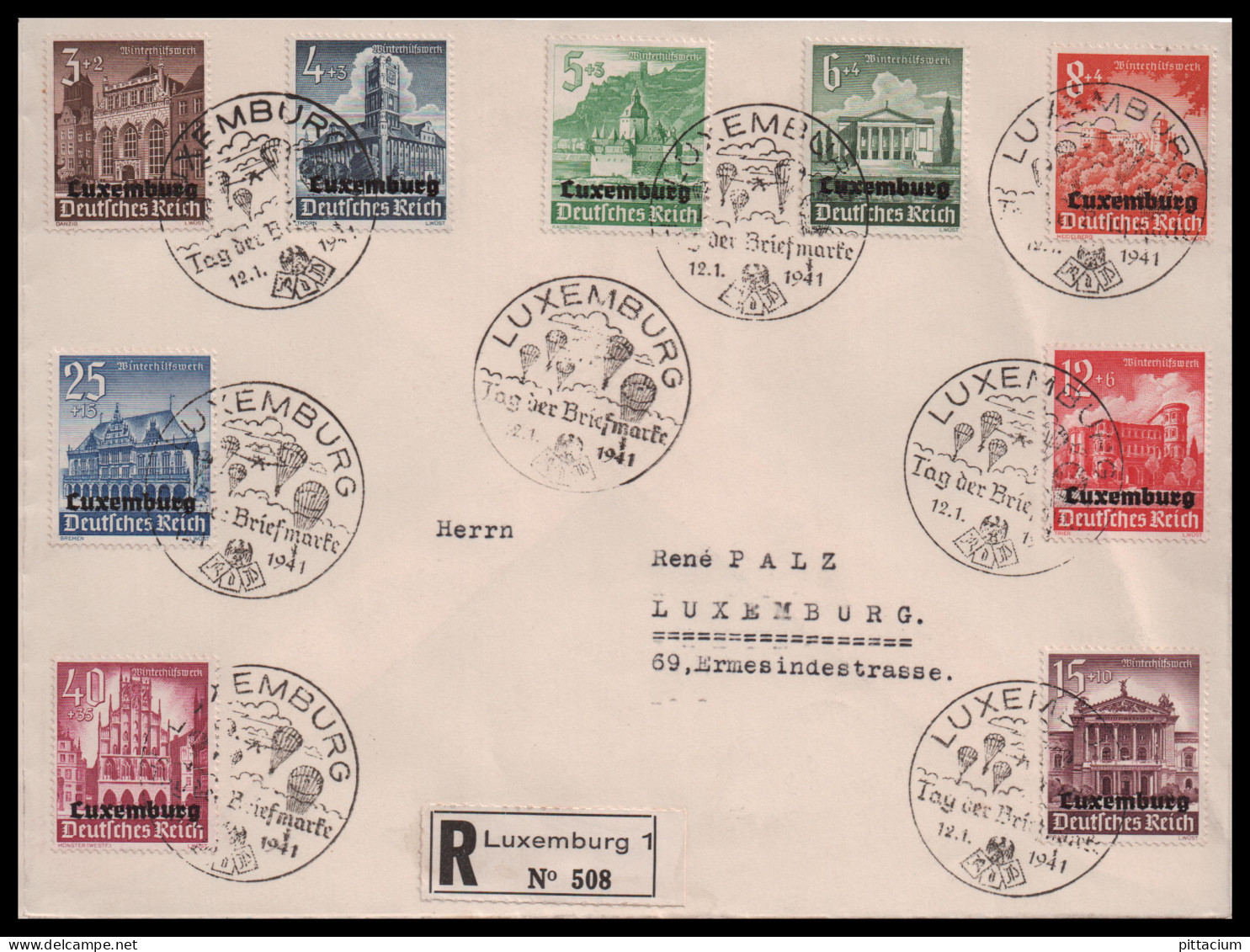 Luxemburg 1942: Einschreibebrief  | Besatzung, Tag-Der-Briefmarke | Luxemburg;Luxembourg - 1940-1944 German Occupation