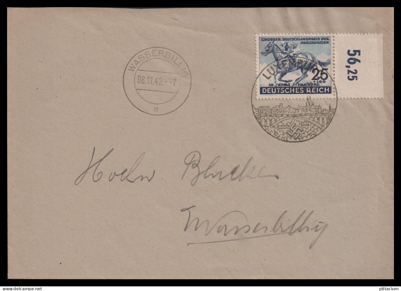 Luxemburg 1942: Brief  | Pferde, Deutsches Derby, Besatzung | Luxemburg, Wasserbillig - 1940-1944 German Occupation
