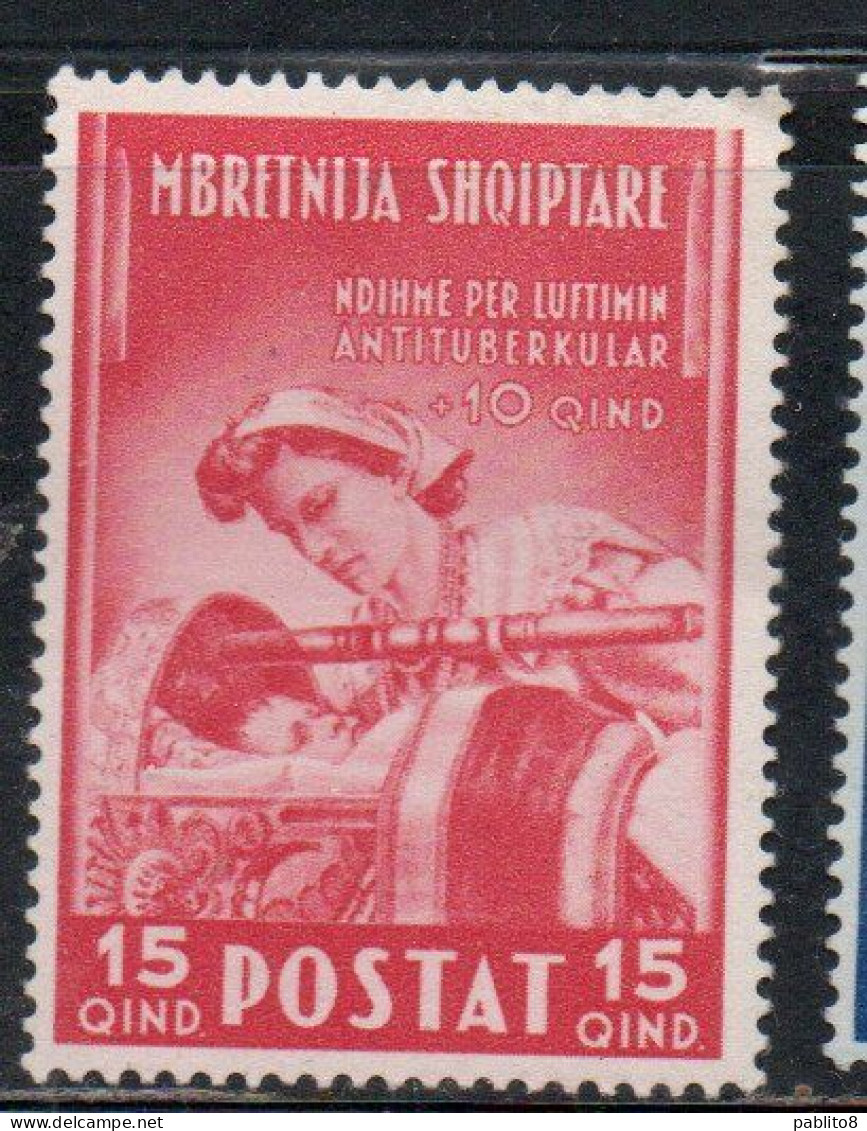 ALBANIA 1943 PRO OPERE ANTI TUBERCOLARI ANTITUBERCOLARI TUBERCOLOSI TUBERCULOSIS 15q + 10q MNH - Albania