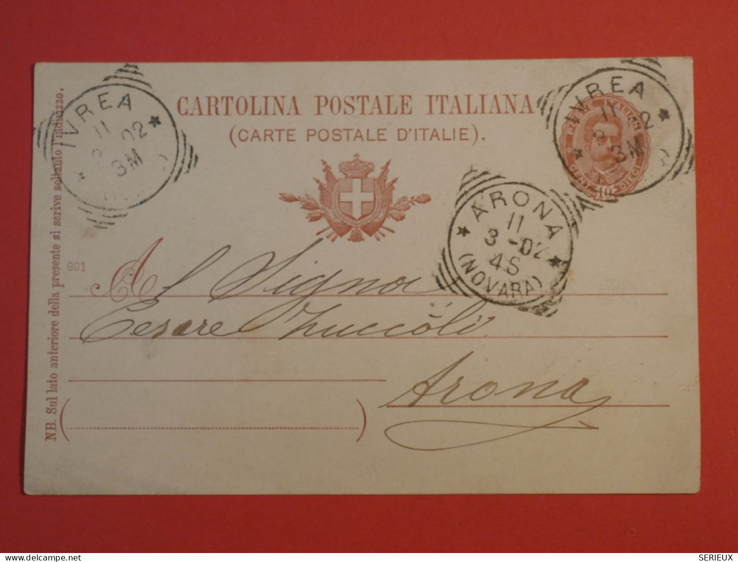 DE 7 ITALIA  BELLE CARTE ENTIER  1802   FIEVRA A ARONA +AFF. PLAISANT ++ - Entero Postal