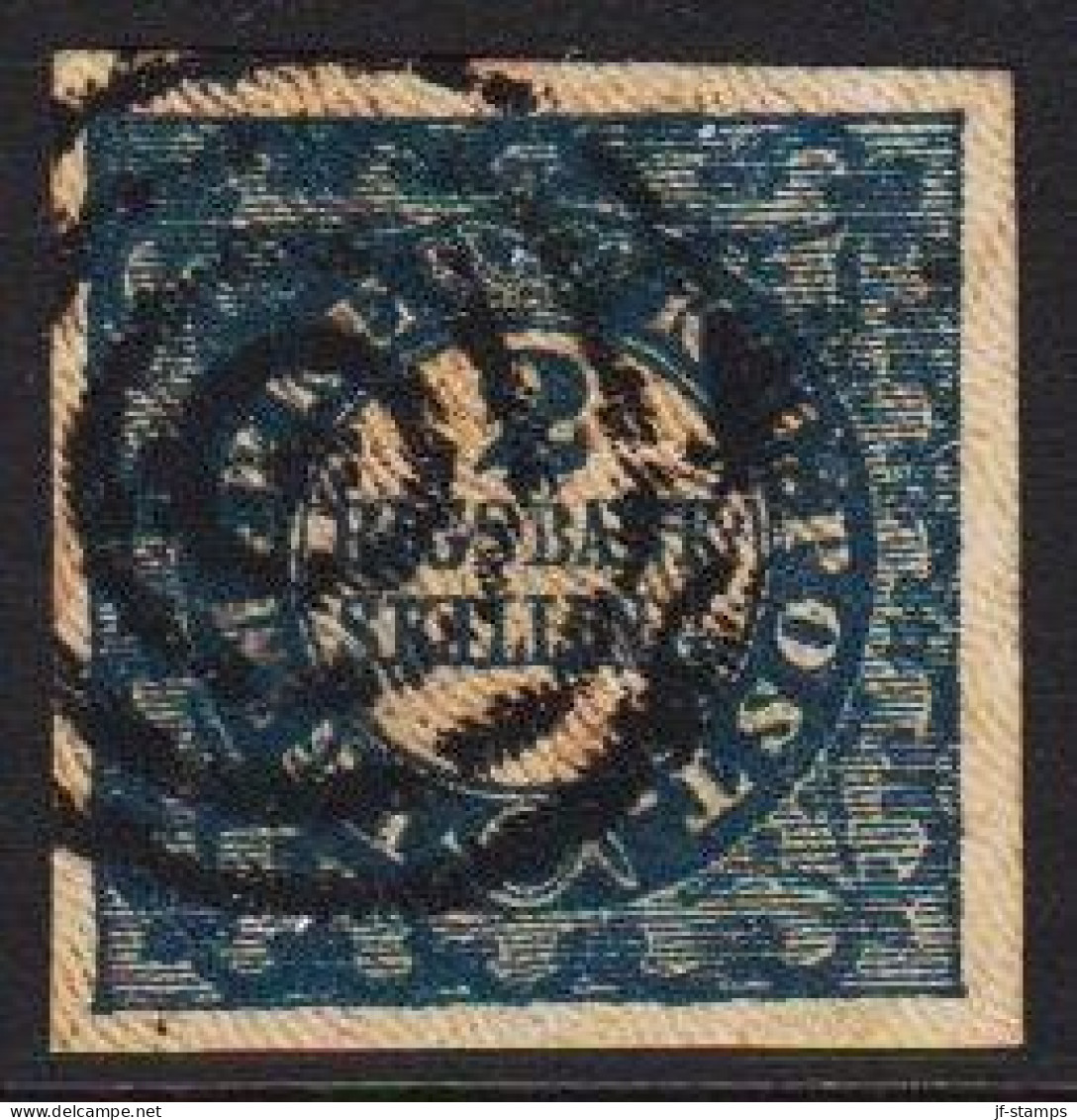 1852. DANMARK. 2 Rigsbankskilling Blue. FERSLEW Print. Plate I, Nr. 71. Type 7. Exceptional Be... (Michel 2I) - JF536971 - Used Stamps